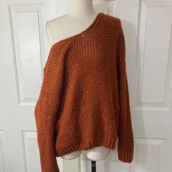 Rust open back chunky sweater women's  oversize medium knit twist back - Picture 9 of 9